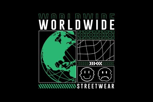 Futuristic Worldwide Graphic Tee Design: Urban Edge