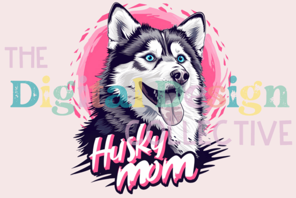 Watercolor Husky Mom T-Shirt Graphic Png